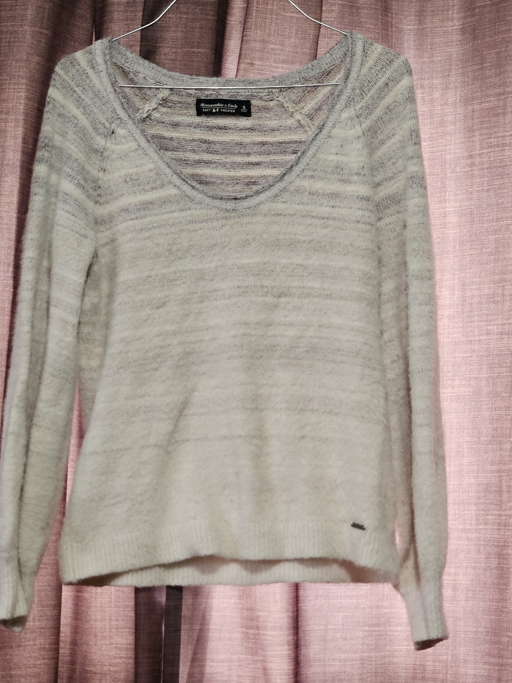 Abercrombie & Fitch Fuzzy Balloon Sleeve Scoop Neck Sweater
